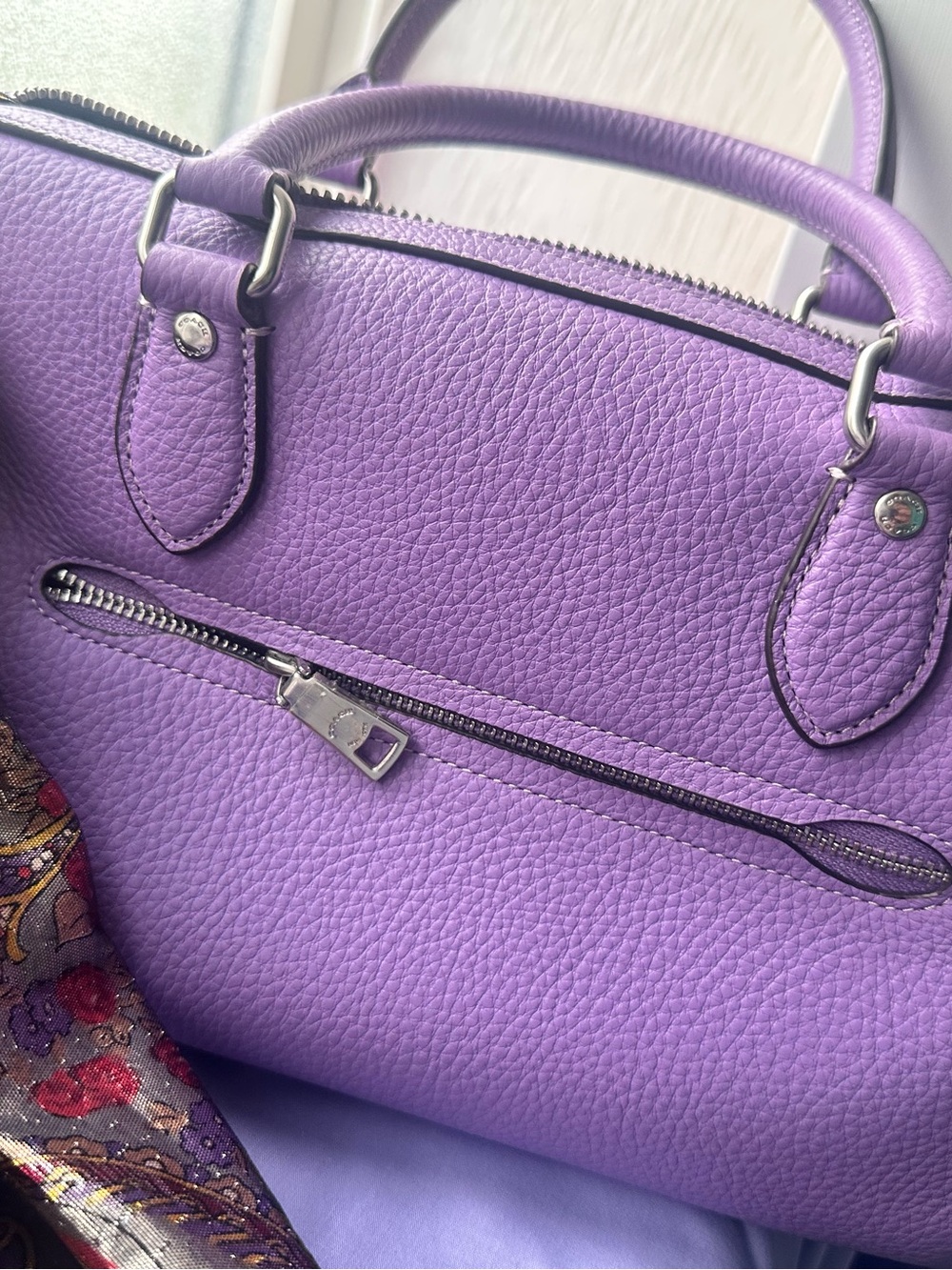 Coach Rowan Satchel With Rose Print โ Iris Multi / Lavender Purple โ NWOT Rare - Picture 3 of 8